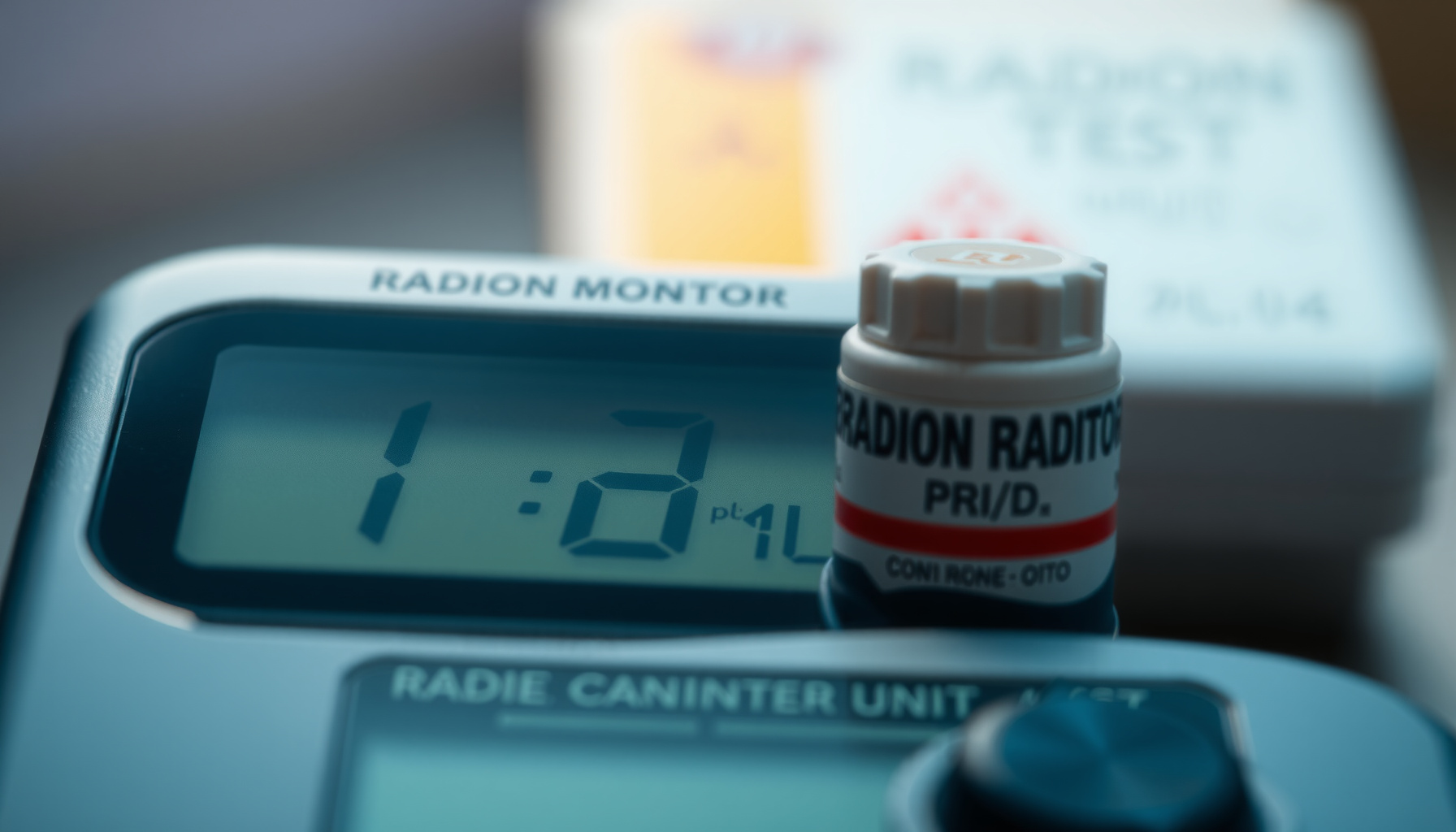 continuous radon monitor vs short-term test close-up view