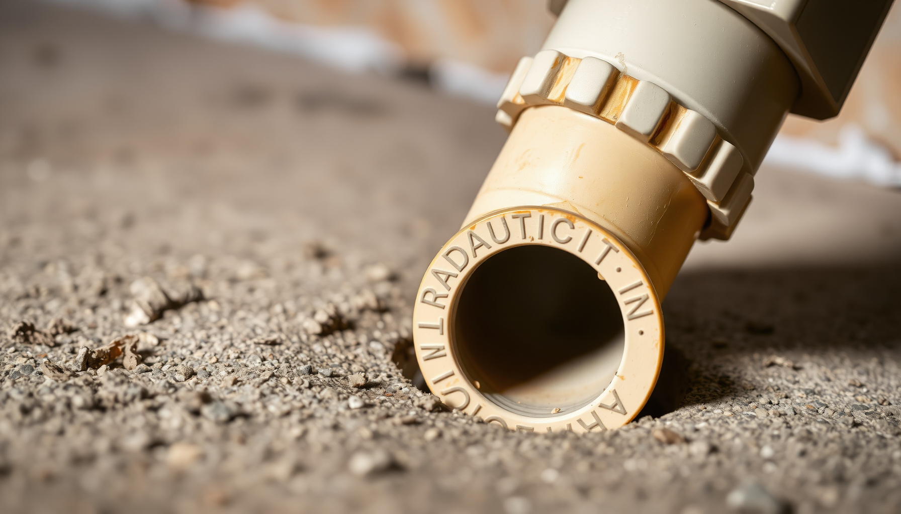 DIY radon mitigation close-up view