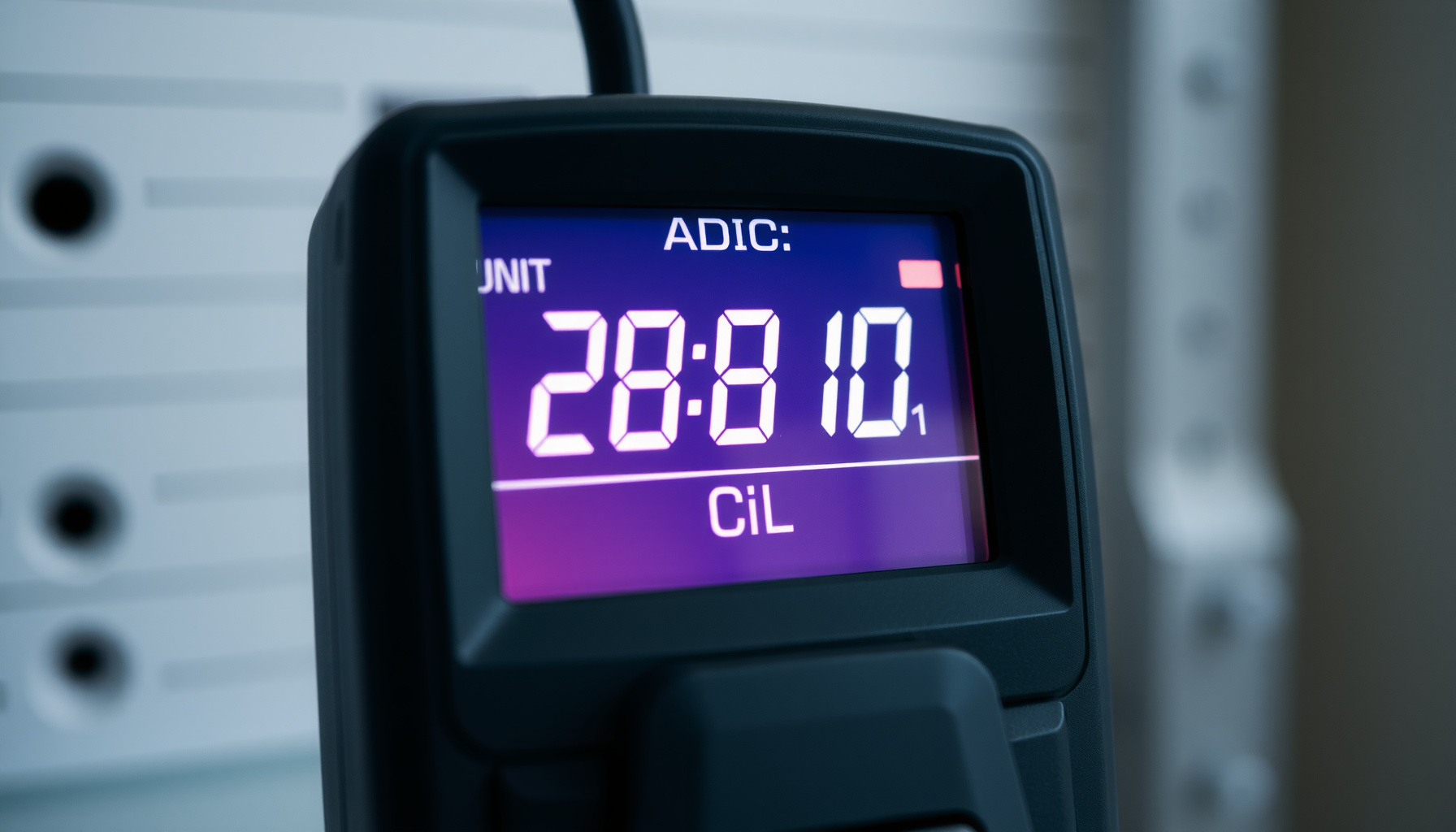 EcoSense RD200 radon detector close-up view
