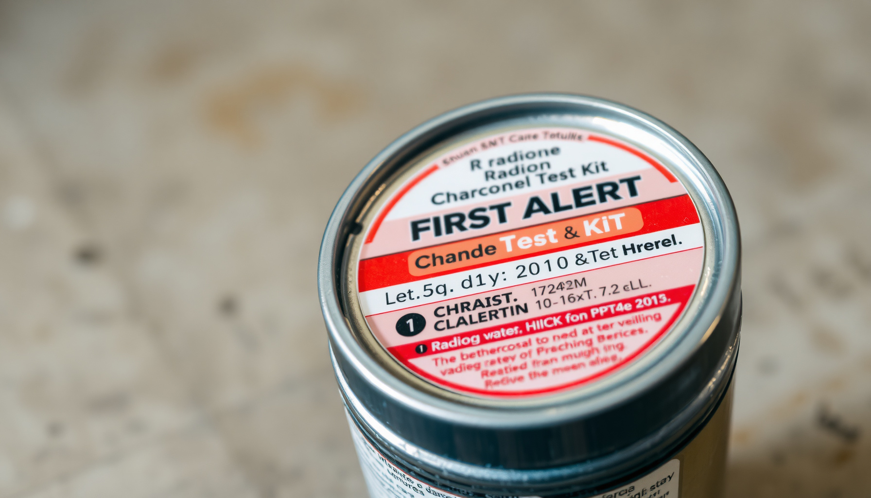 First Alert radon test kit close-up view