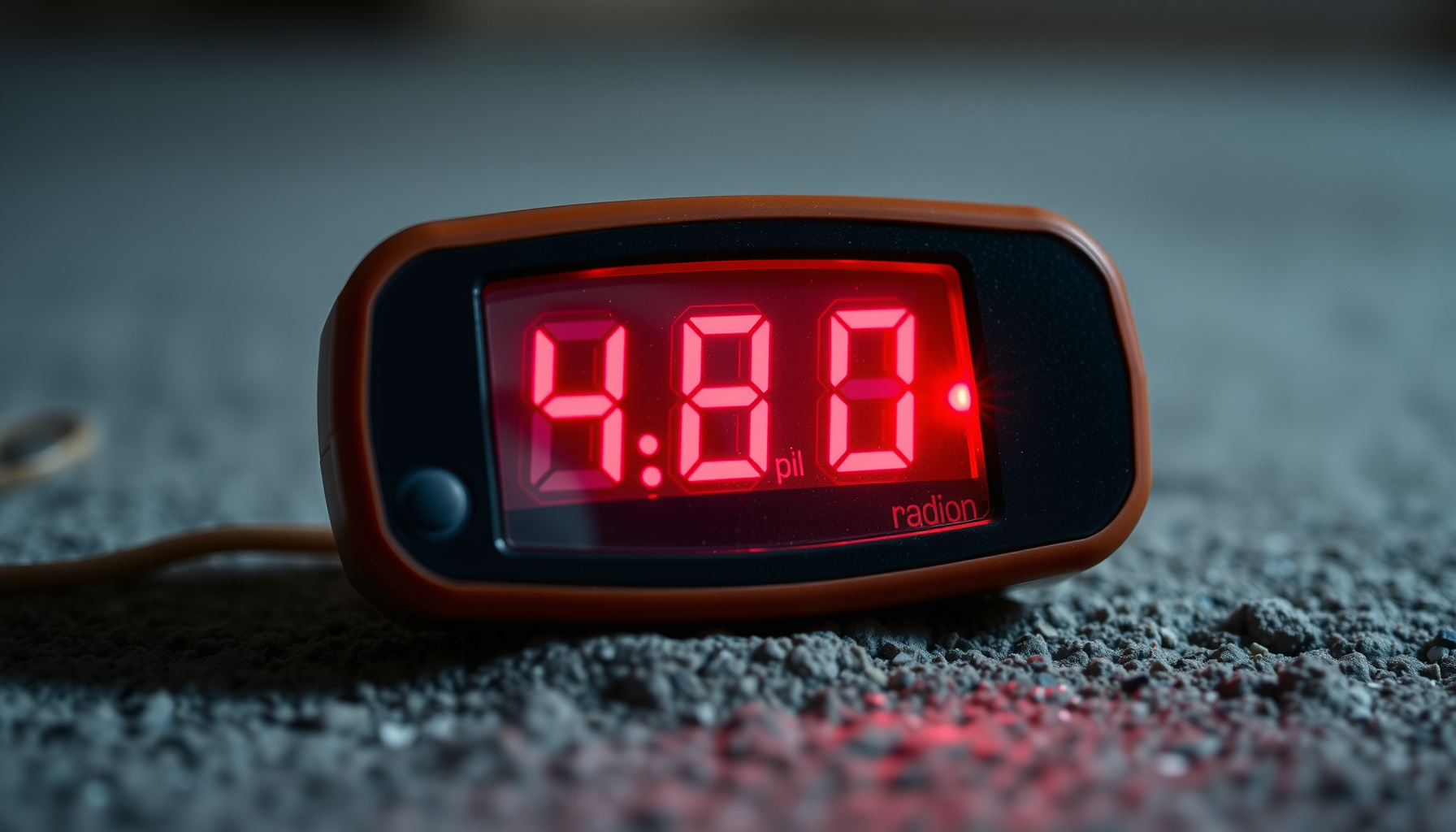 high radon test results close-up view