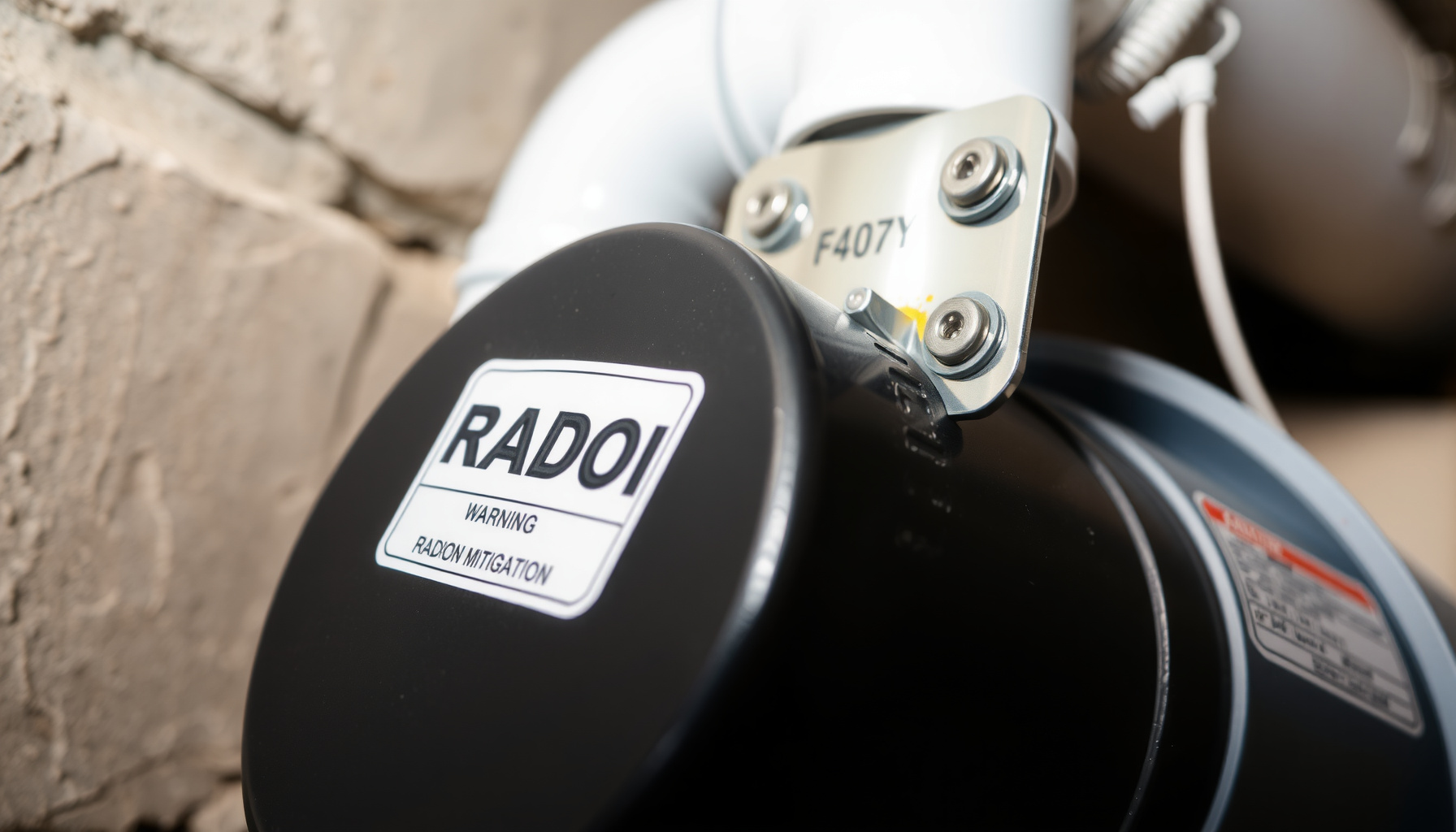 house with radon mitigation system close-up view