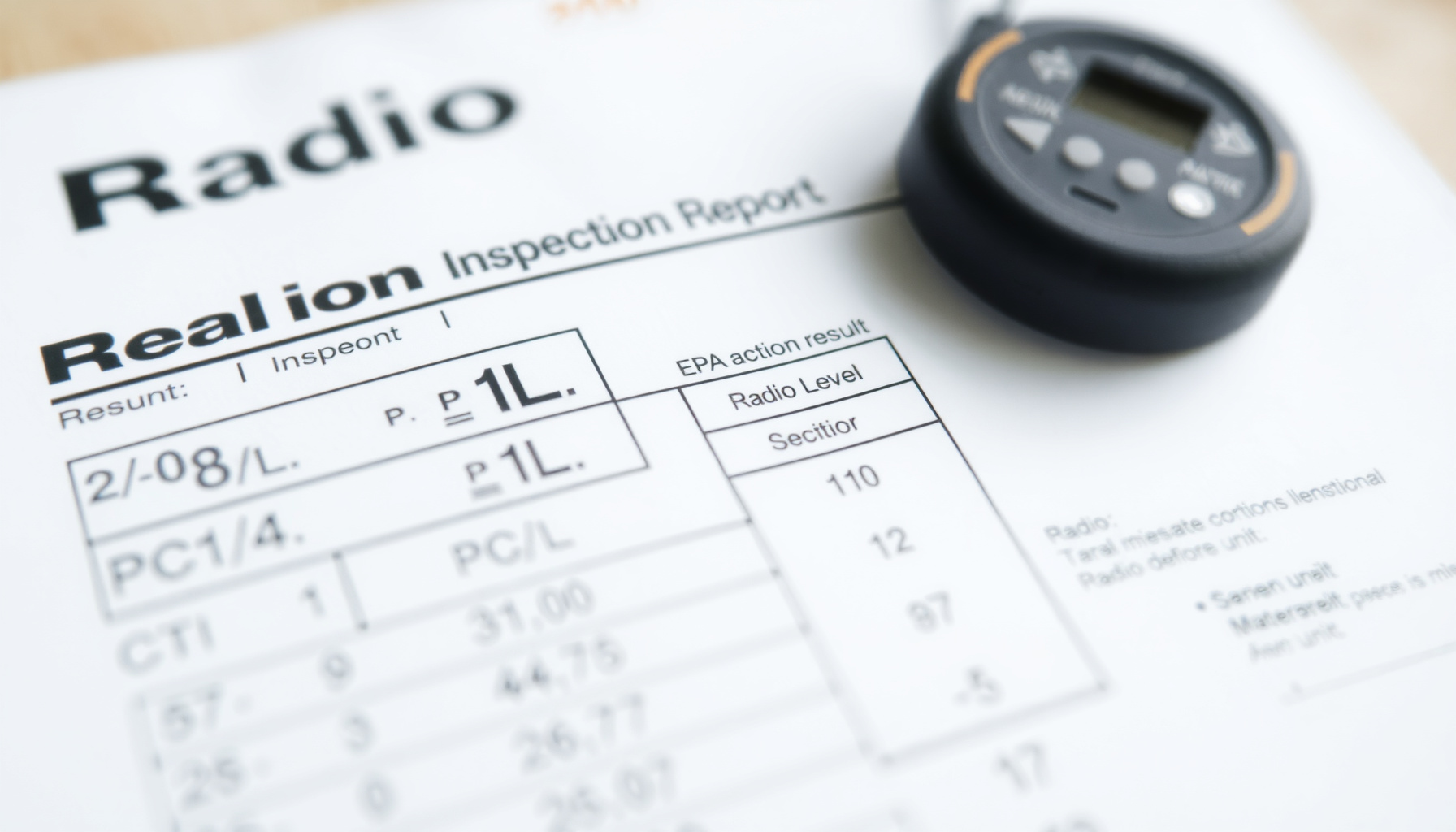 radon report home inspection close-up view