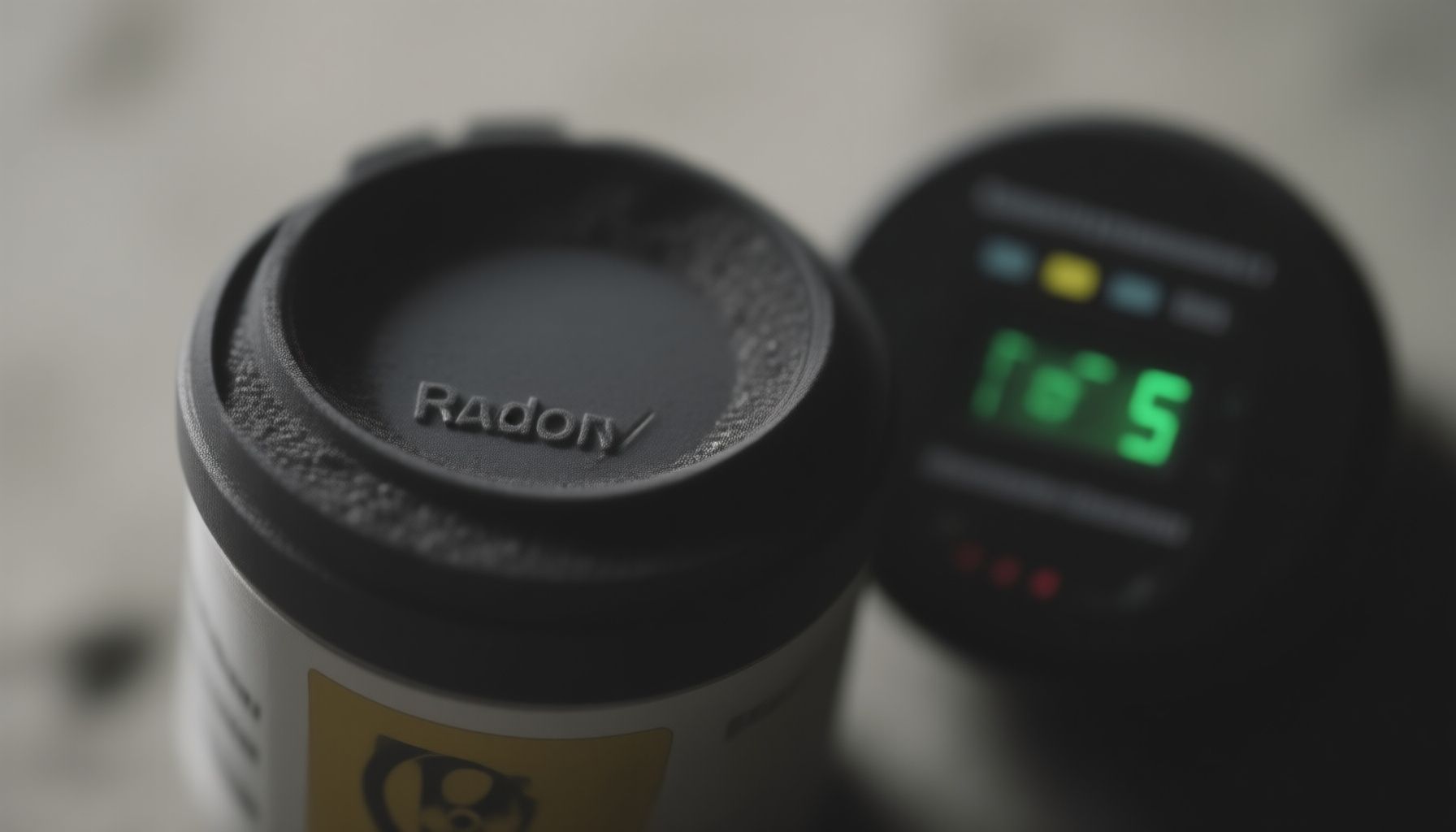 continuous radon monitor vs charcoal canister close-up view
